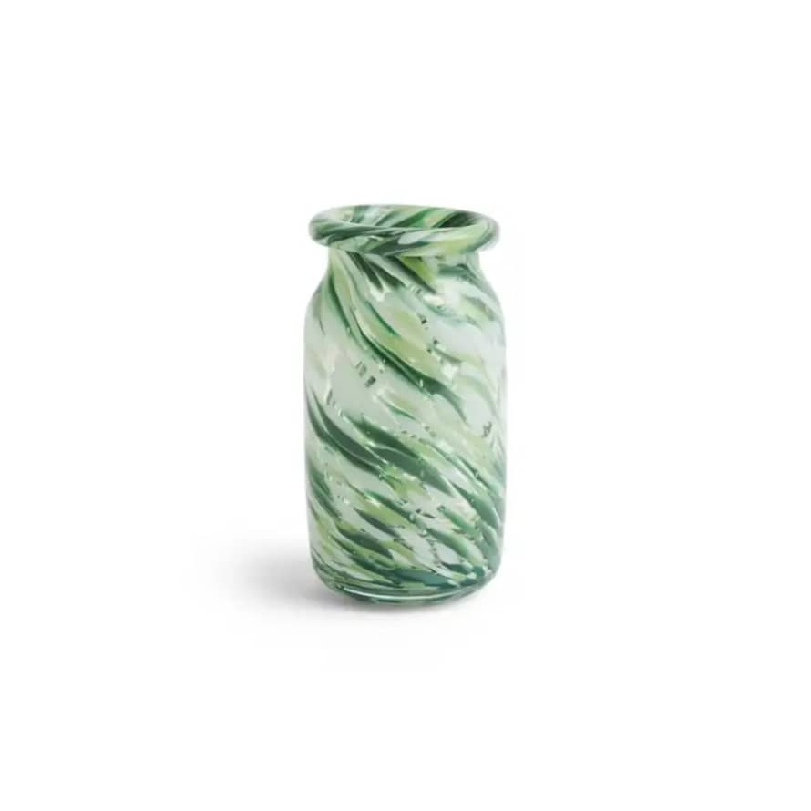 HAY Small Green Swirl Splash Roll Neck Vase