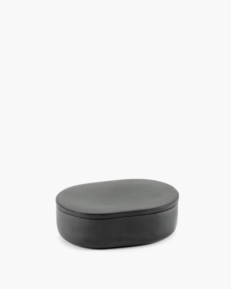Serax 10.20 x 7 x 32.3cm Dark Gray Oval Shaped Cose Jar with Lid