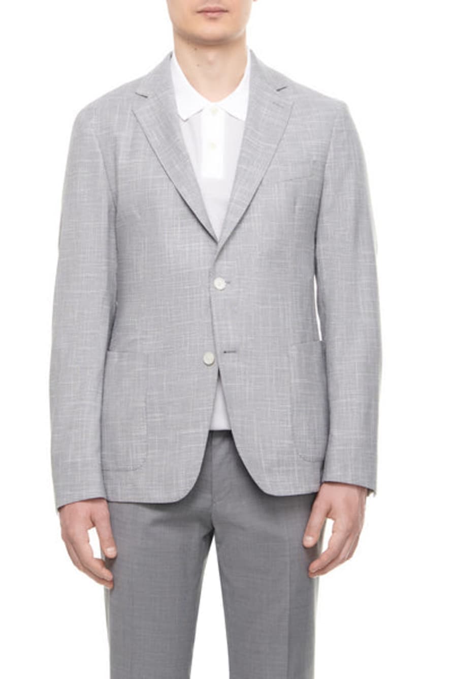 Hugo Boss C-Hanry-233 Silver Grey Slim Fit Jacket In Linen Blend 50514618 041