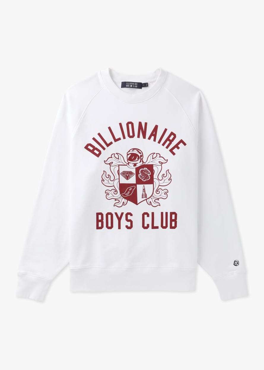 Billionaire Boys Club Mens Crest Logo Crewneck In White