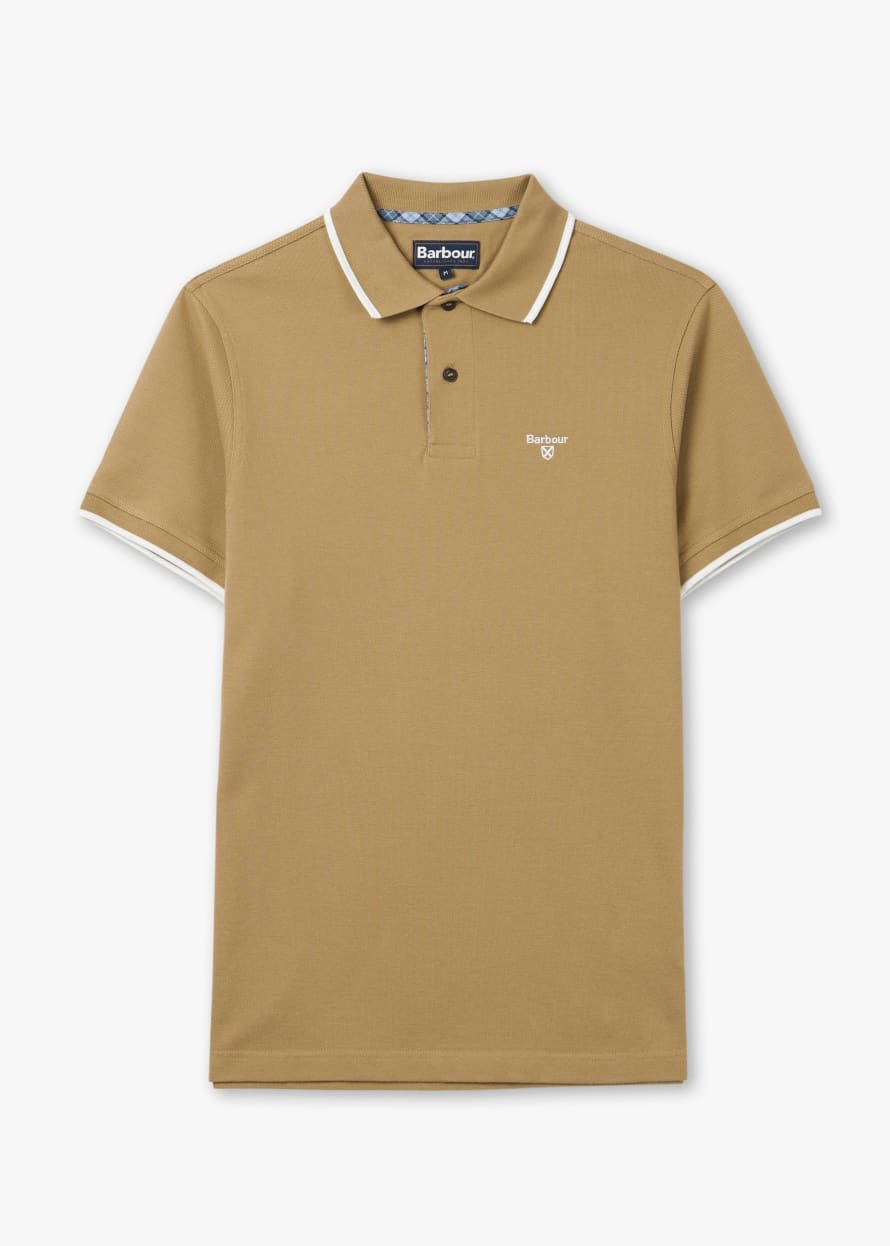 Barbour Mens Easington Polo Shirt In Military Brown