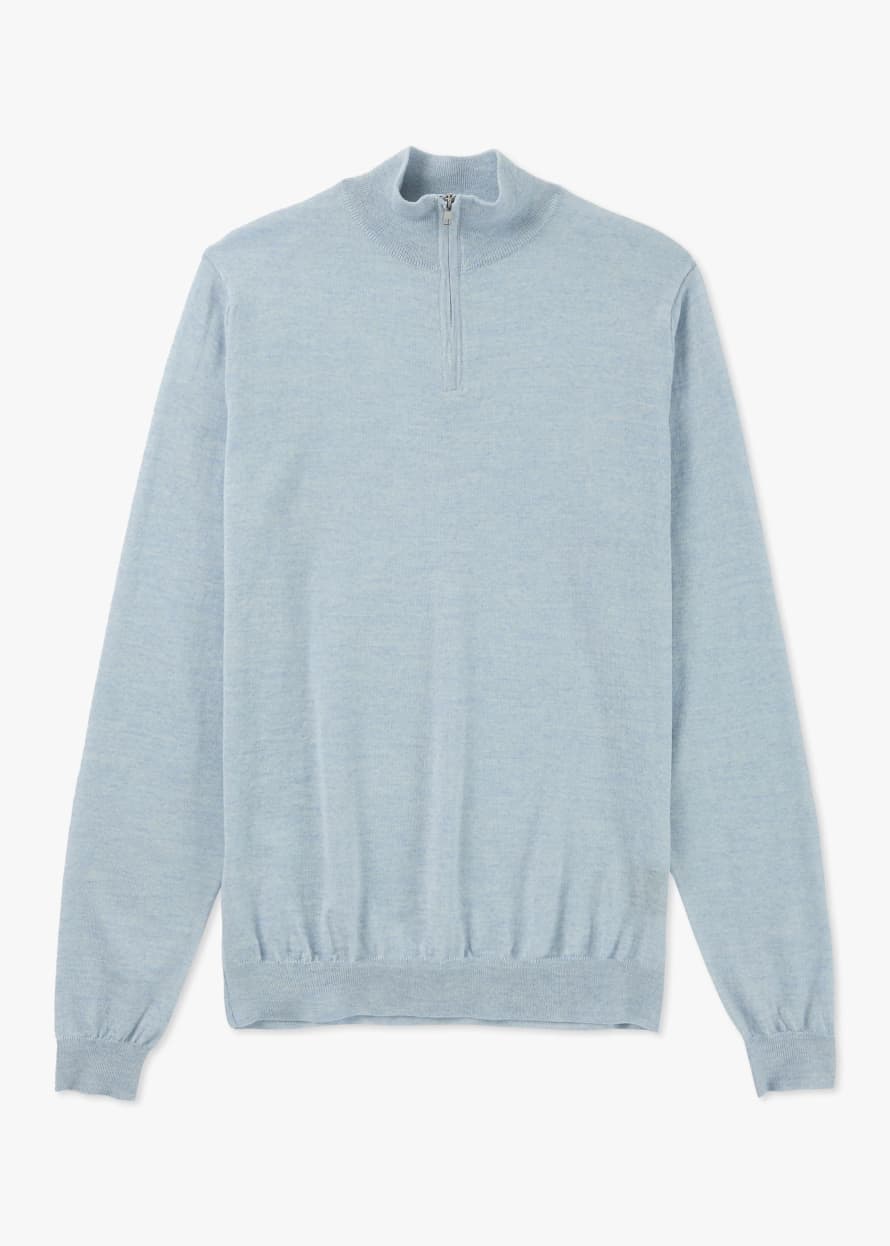 Oliver Sweeney Mens Curragh Quarter Zip Sweatshirt In Light Blue