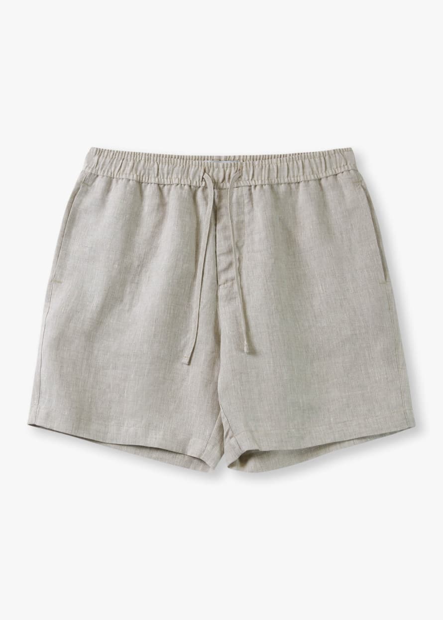 RESORT CO Mens Linen Drawstring Shorts In Oatmeal