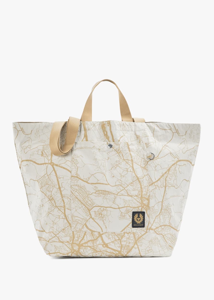 Belstaff Mens Map Utility Tote Bag In Shell
