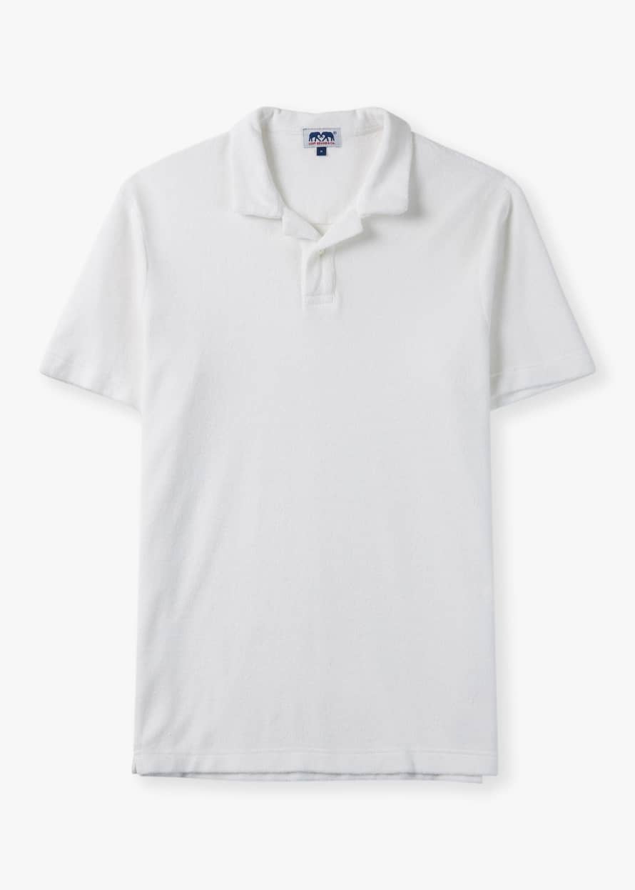 LOVE BRAND Mens Powell Terry Polo Shirt In White
