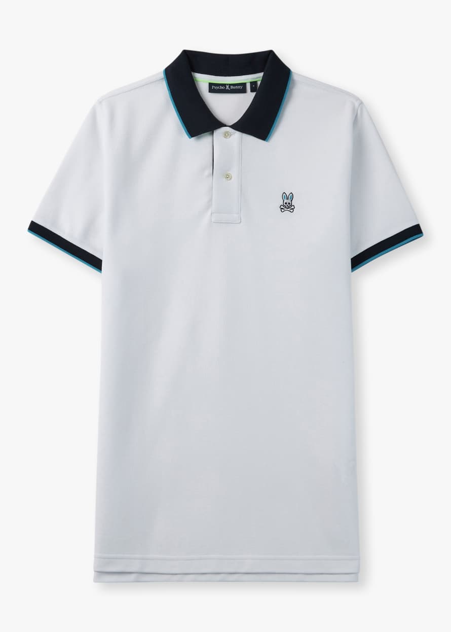PSYCHO BUNNY Mens Troy Pique Polo Shirt In White