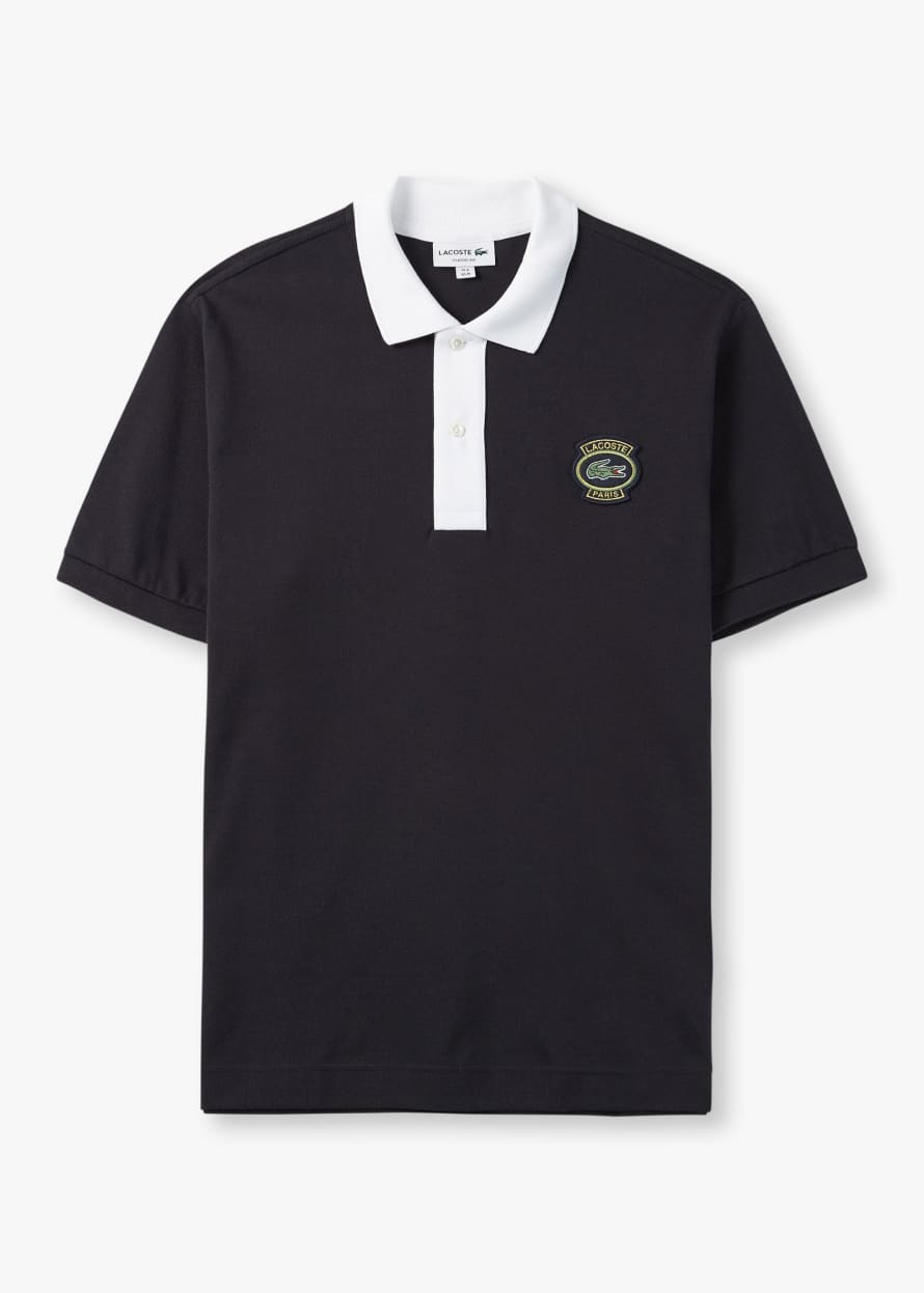 Lacoste Mens French Heritage Badge Polo Shirt In Navy
