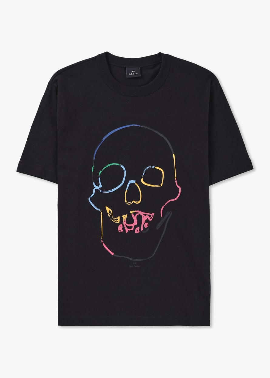 Paul Smith Mens Linear Skull Print T-Shirt In Black