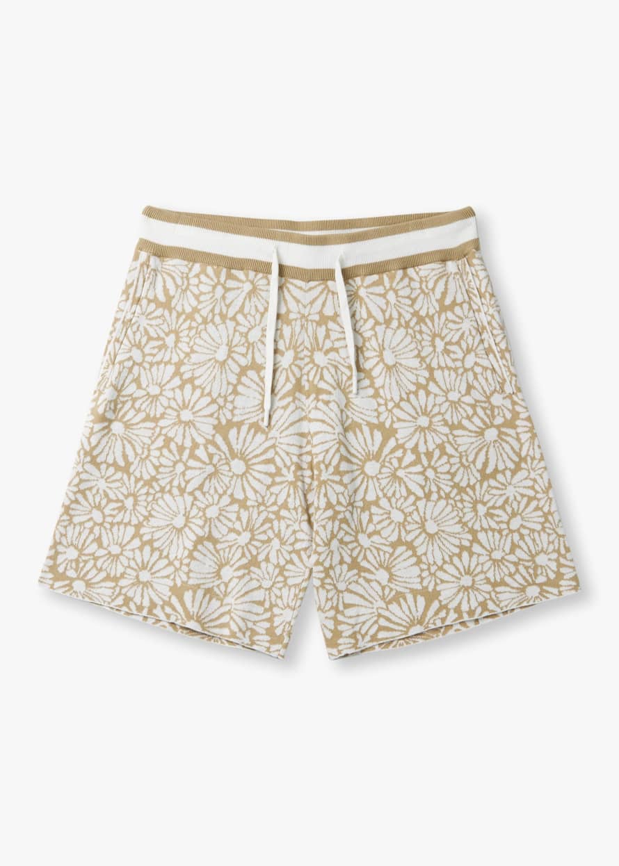Che Mens Daisy Knitted Shorts In Tan