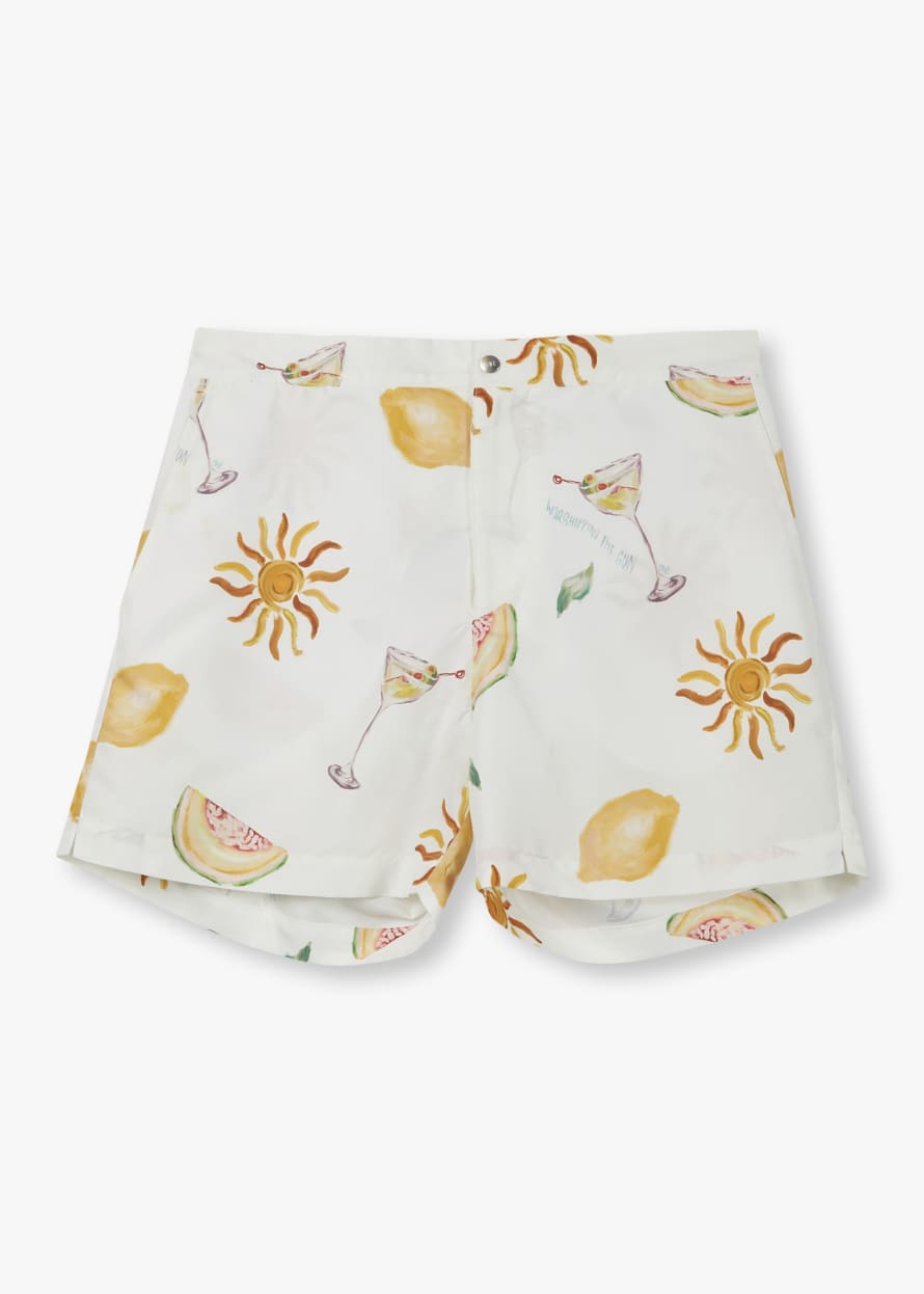 Che Mens Tropical Refresh Swim Shorts In Ivory