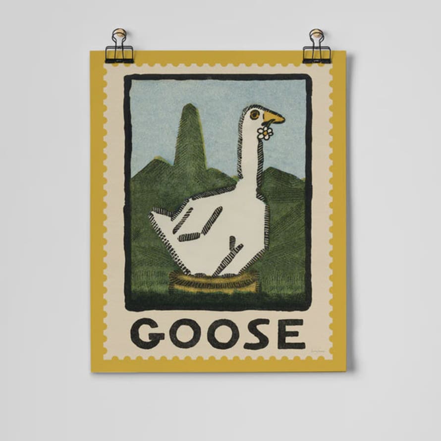 Roomy Town Goose Vintage Postage Stamp Fine Art Print