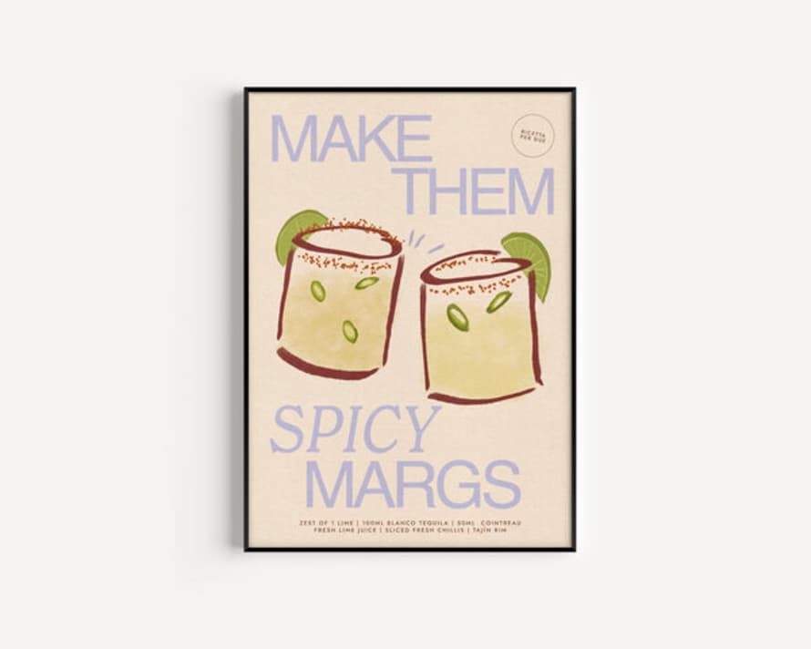 We Are Proper Good A3 Spicy Marg Print - Blue