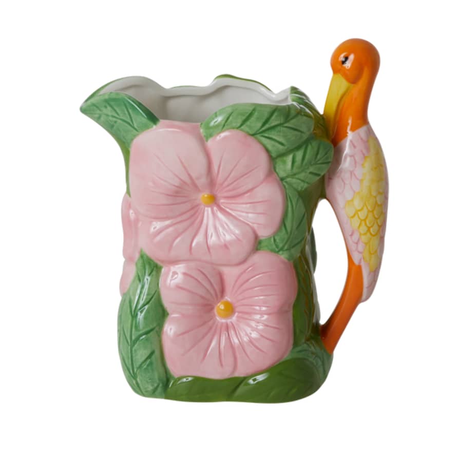 rice Ceramic Vase - Flowers & Crane