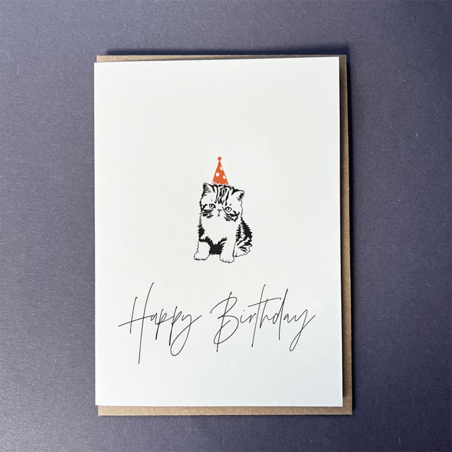Penguin Ink Birthday Cat Card