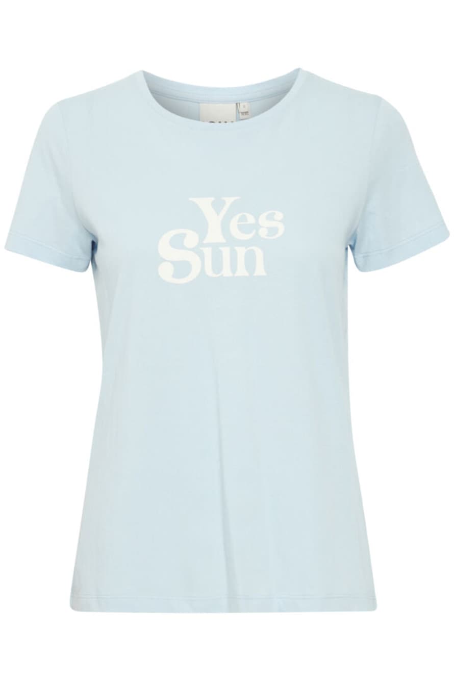 ICHI Camino Slogan T Shirt-Cashmere Blue-20121024