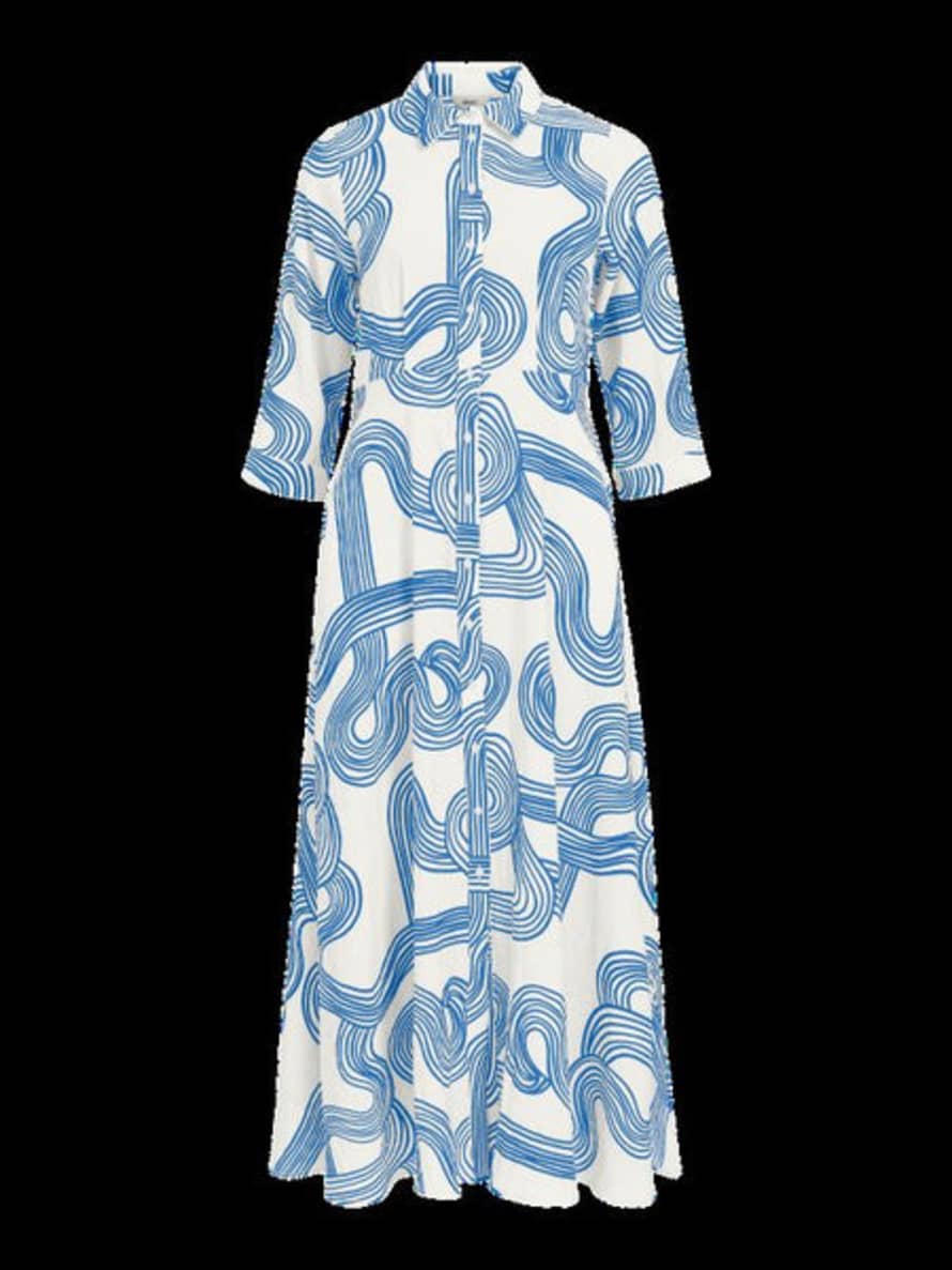 Object Objalli Shirt Dress In Cloud Dancer White and Palace Blue