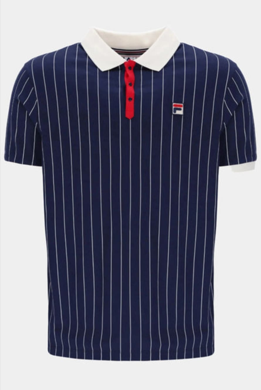 Fila Bb1 Striped Polo Shirt - Navy/gardenia/ Red