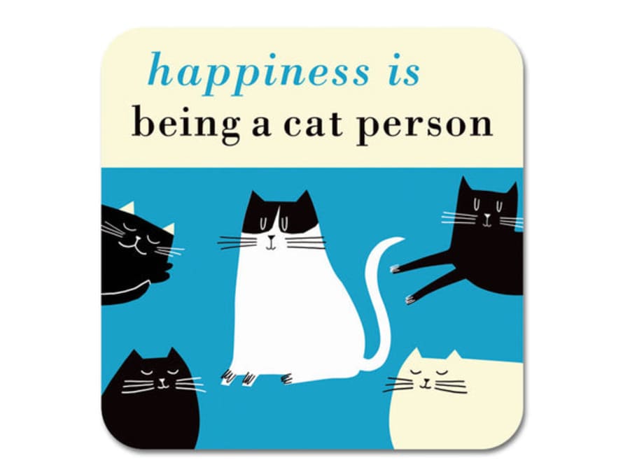 Repeat Repeat Happiness Cat Person Coaster - Turquoise - Pic Too Small For Web