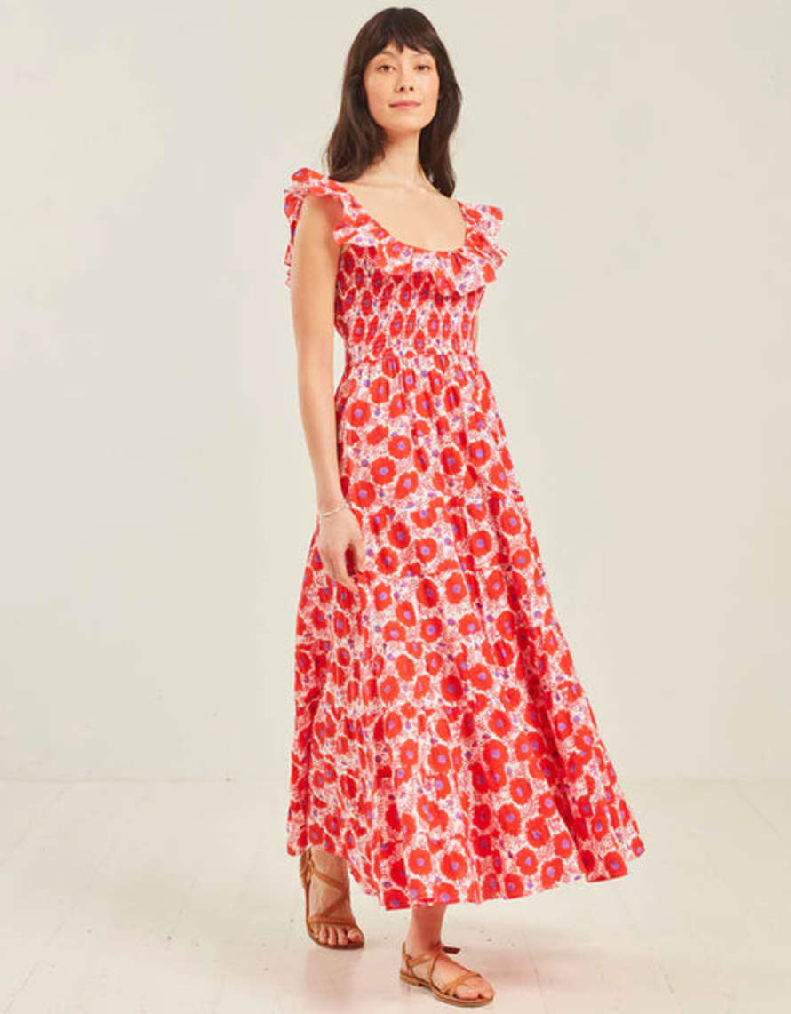 Pink City Prints Susie Dress - Geranium Poppy