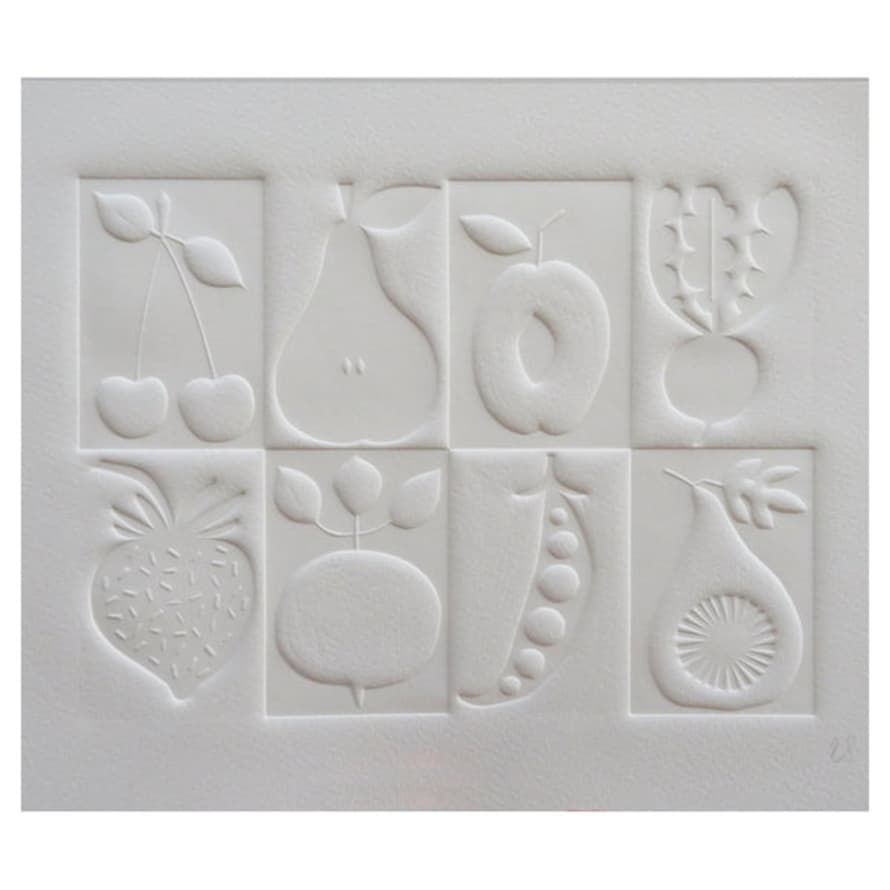 Claire Spencer Fruit And Veg Embossed Print