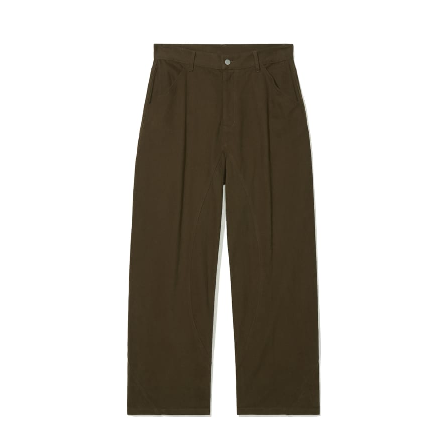 Partimento Curved Section Wide Chino Pants in Brown