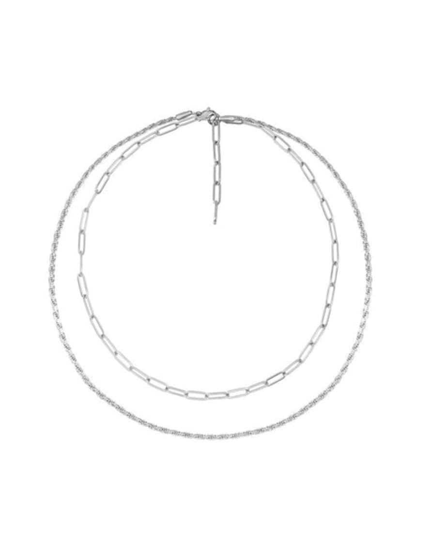 A Weathered Penny  Layered Chain Necklace Silver