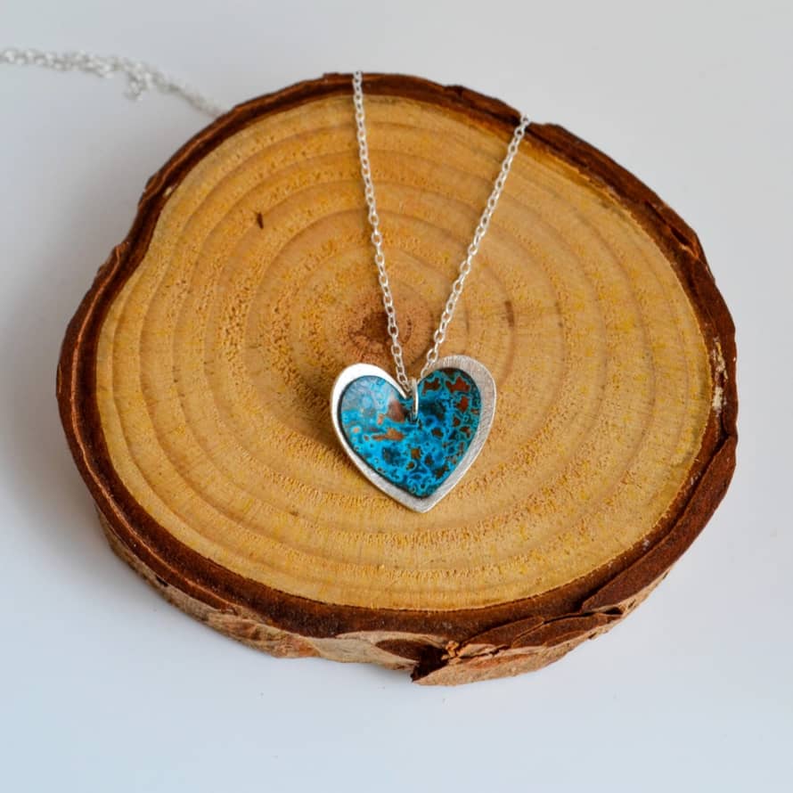 Stephanie Hopkins Copper and Silver Double Heart Necklace