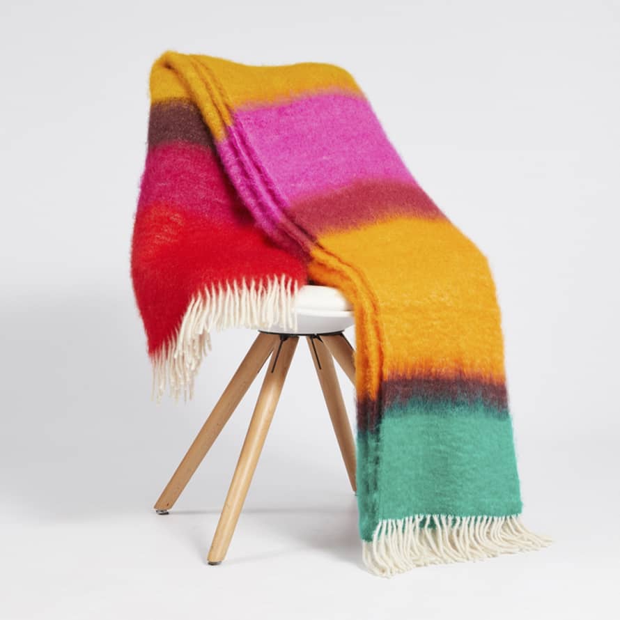 Ezcaray Colourful Wool Mohair Cashmere Throw Blanket Sunshine Matisse