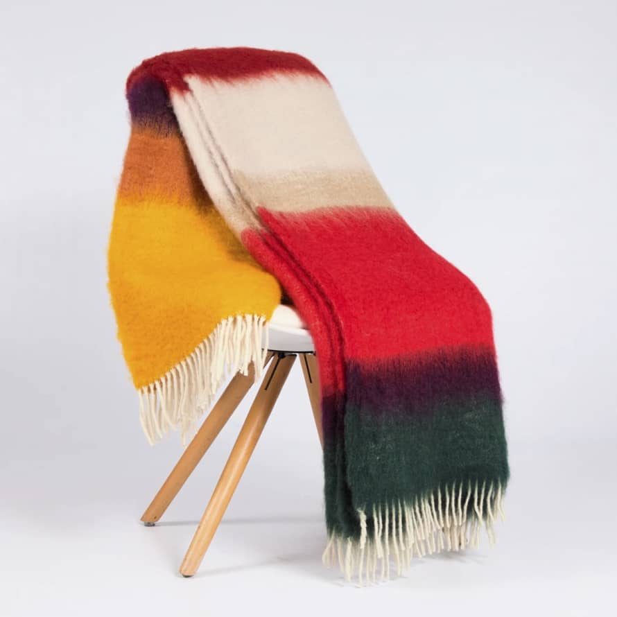 Ezcaray Colourful Wool Mohair Cashmere Throw Blanket Honey Matisse