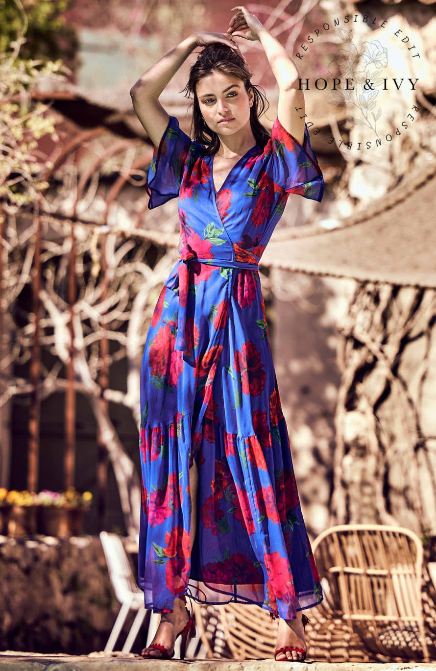 Hope & Ivy Nour Maxi Wrap Dress