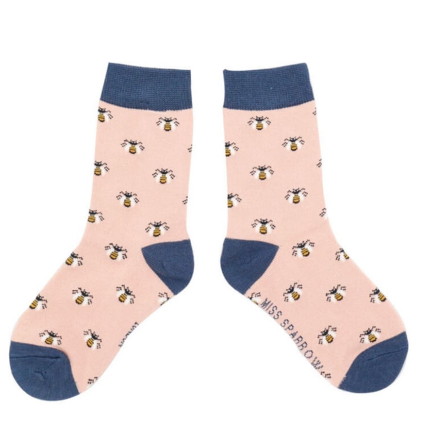 Miss Sparrow Kids Socks - Dusky Pink Bees