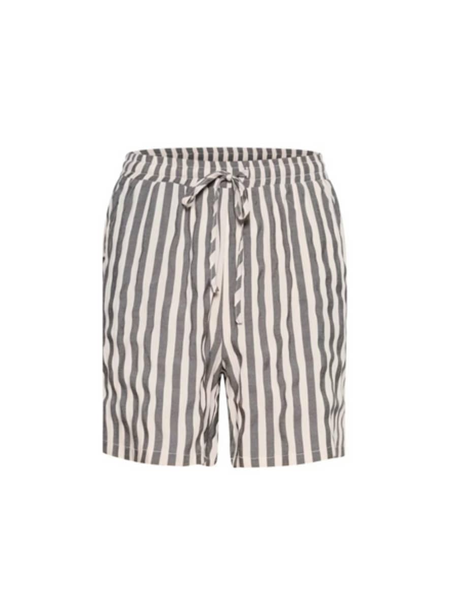 KAFFE Summer Shorts In Feather Gray Stripes From