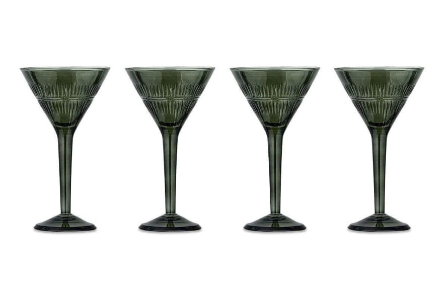 Nkuku Mila Cocktail Glass - Dark Emerald (Set of 4)