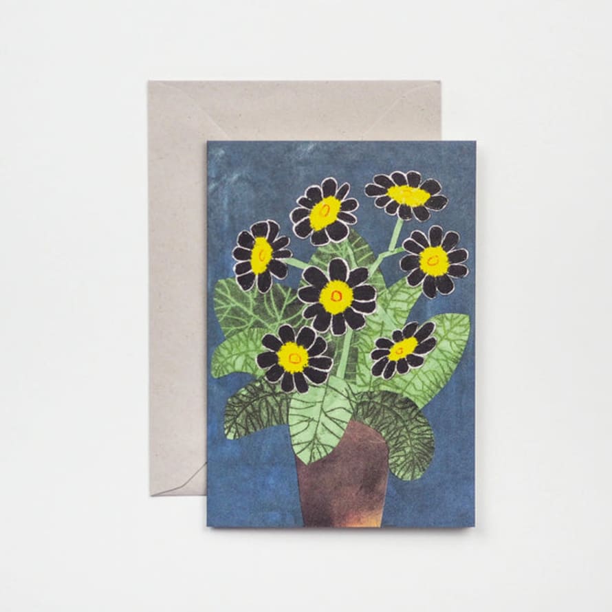 Hadley Paper Goods Black Auricula Flowers Card