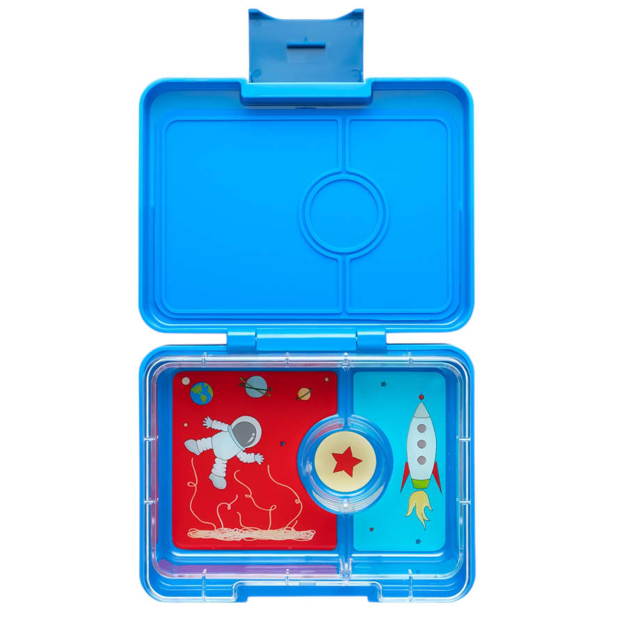 Yumbox Surf Blue 3 Compartments Snack Lunch Box with Rocket Print