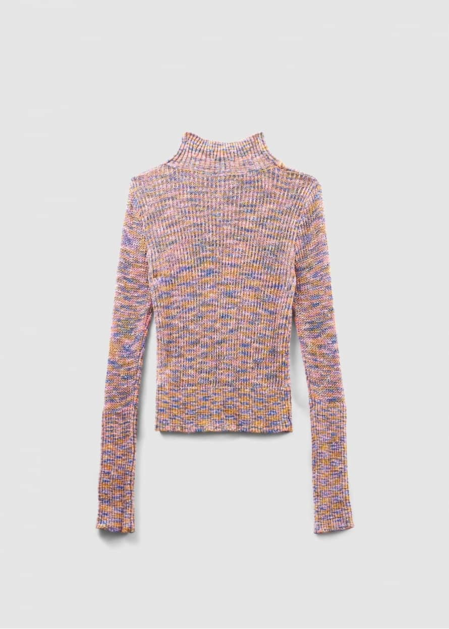 Free People Womens Blair Spacedye High Neck Knitted Top In Candy Combo