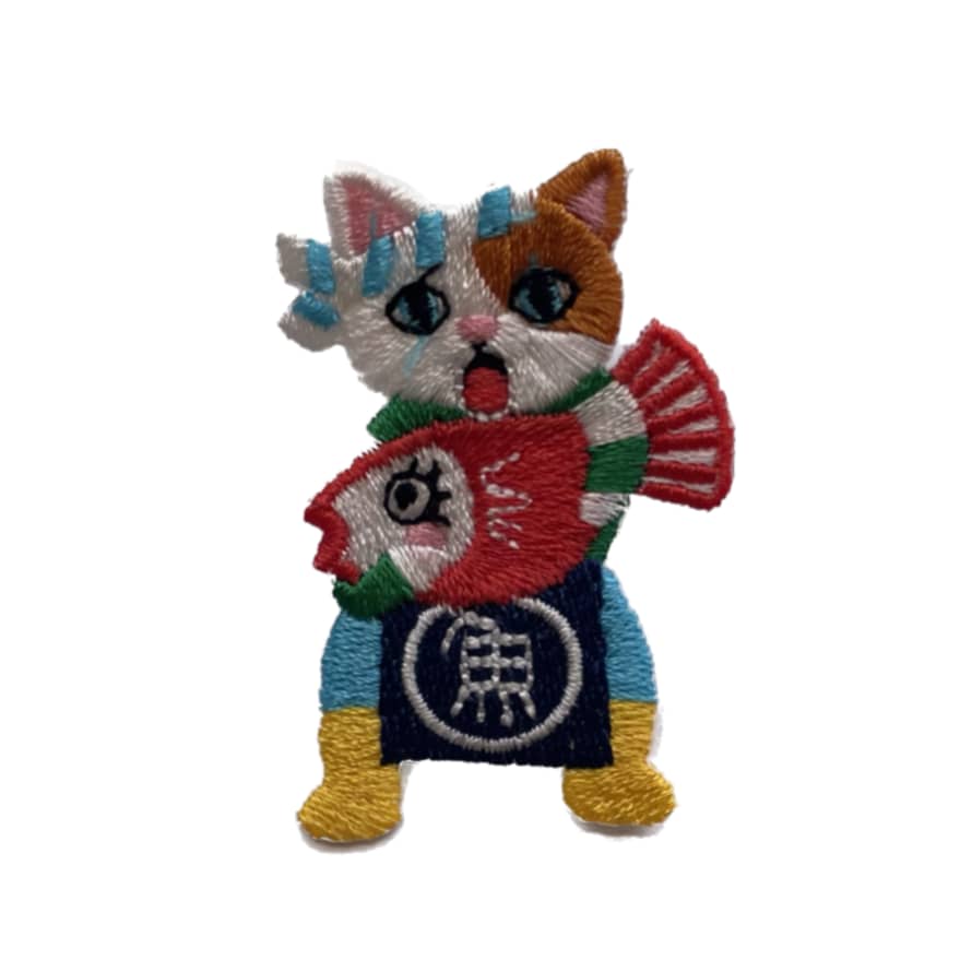 Dodohara Embroidered Cat Pin Badge - Japanese Fishmonger Cat