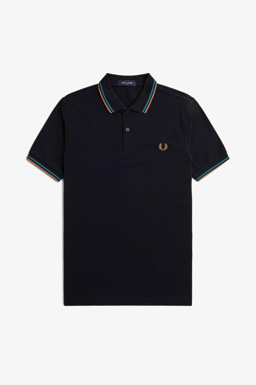 Fred Perry Navy and Cyber Blue M3600 Polo Shirt
