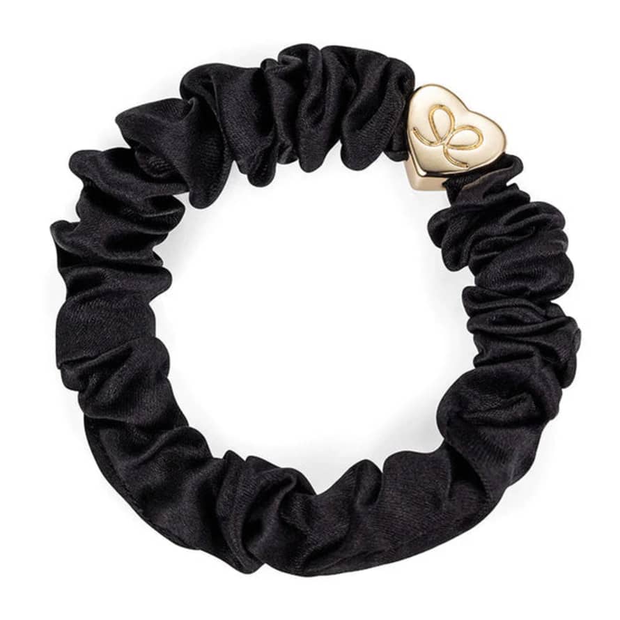 Mishky Jewellery Gold Heart Silk Scrunchie - Black