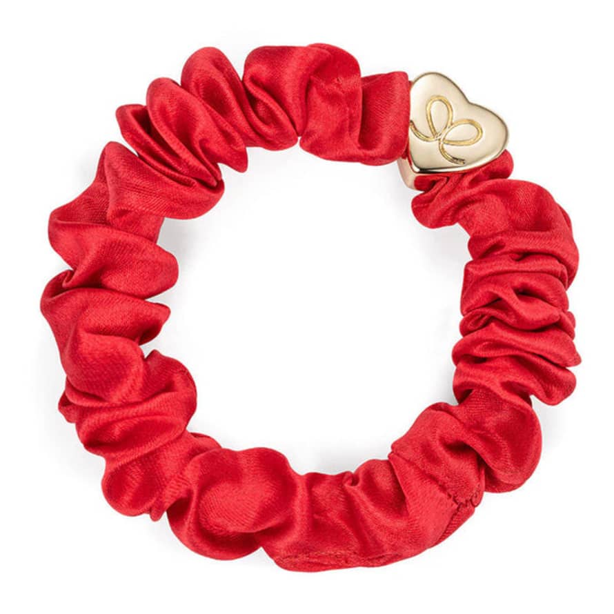 Mishky Jewellery Gold Heart Silk Scrunchie - Chilli Red