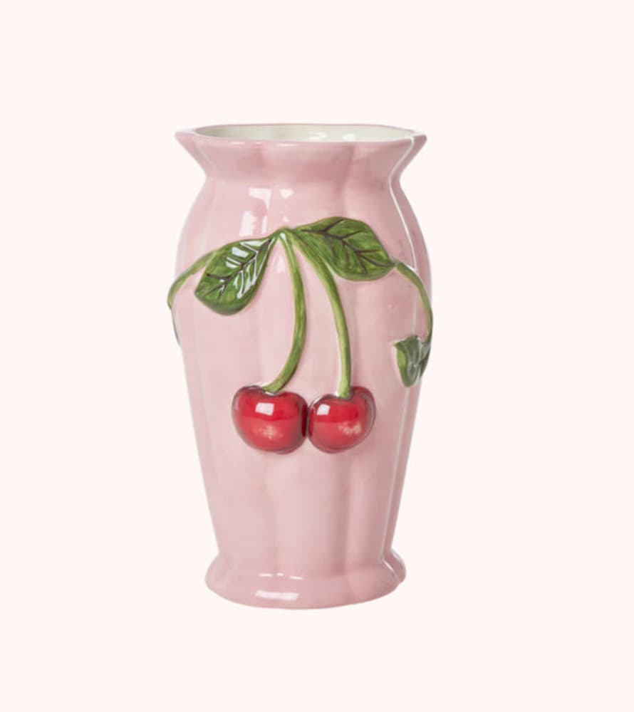 rice Ceramic Cherries Vase