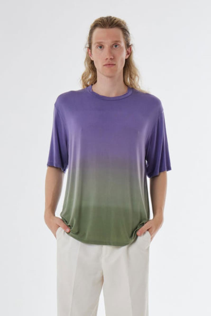 Daniele Fiesoli Linen Faded Design T-shirt Green/purple