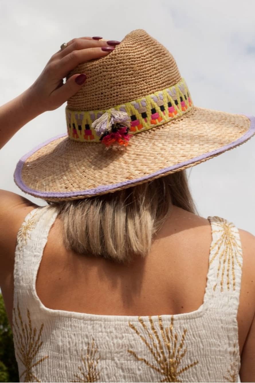 Raffaello Bettini Straw Hat With Embroidered Band