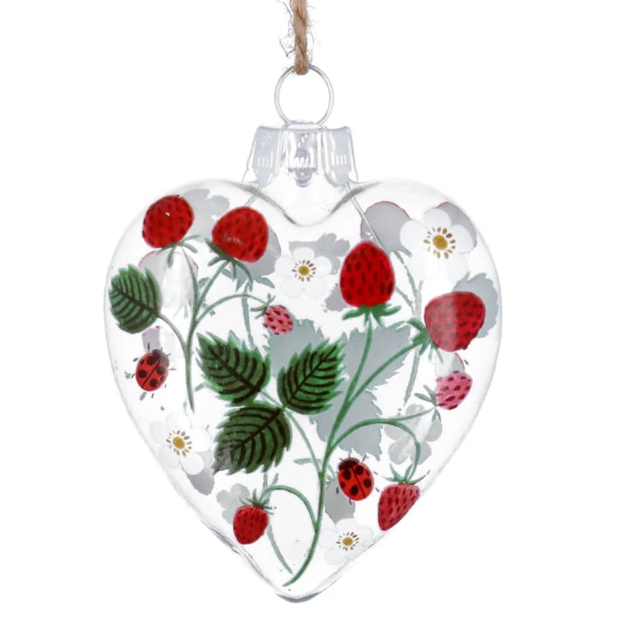 Gisela Graham Clear Glass Heart Decorative Strawberry