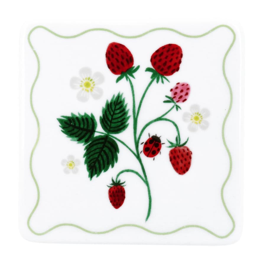 Gisela Graham Porcelain Strawberries Printed Coasters