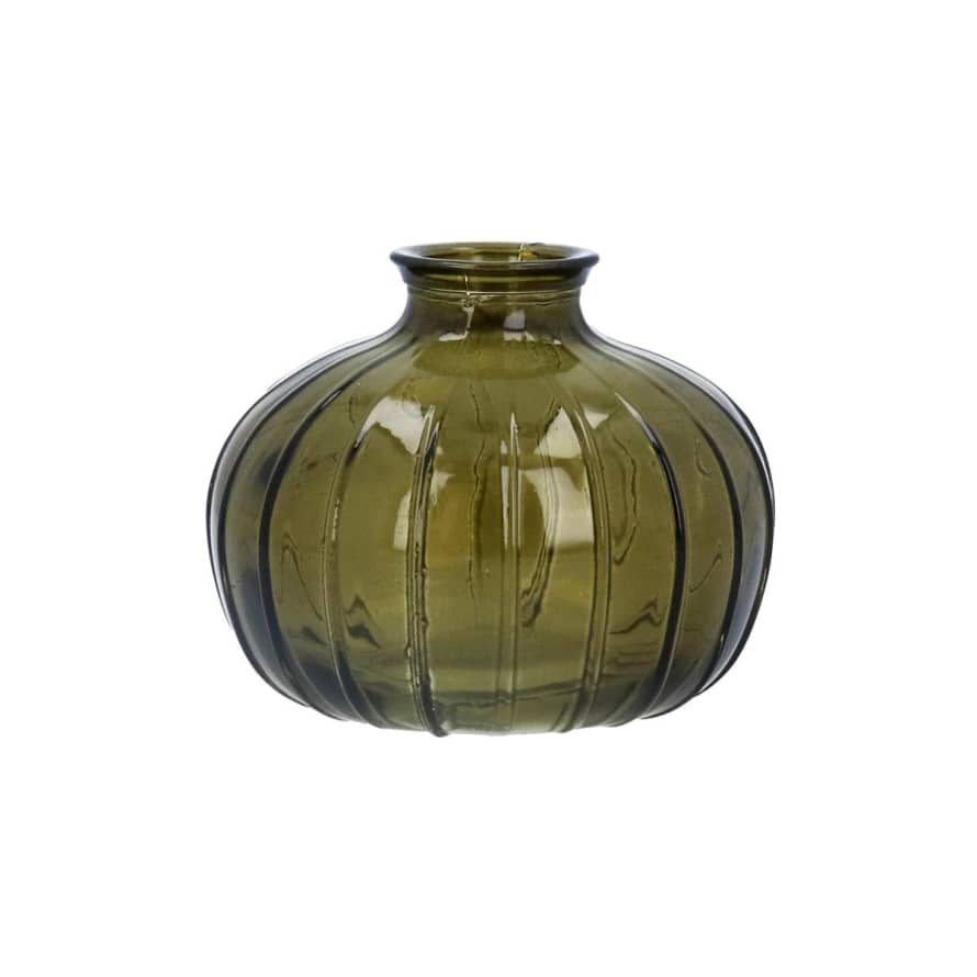 Gisela Graham Olive Green Glass Onion Bud Vase