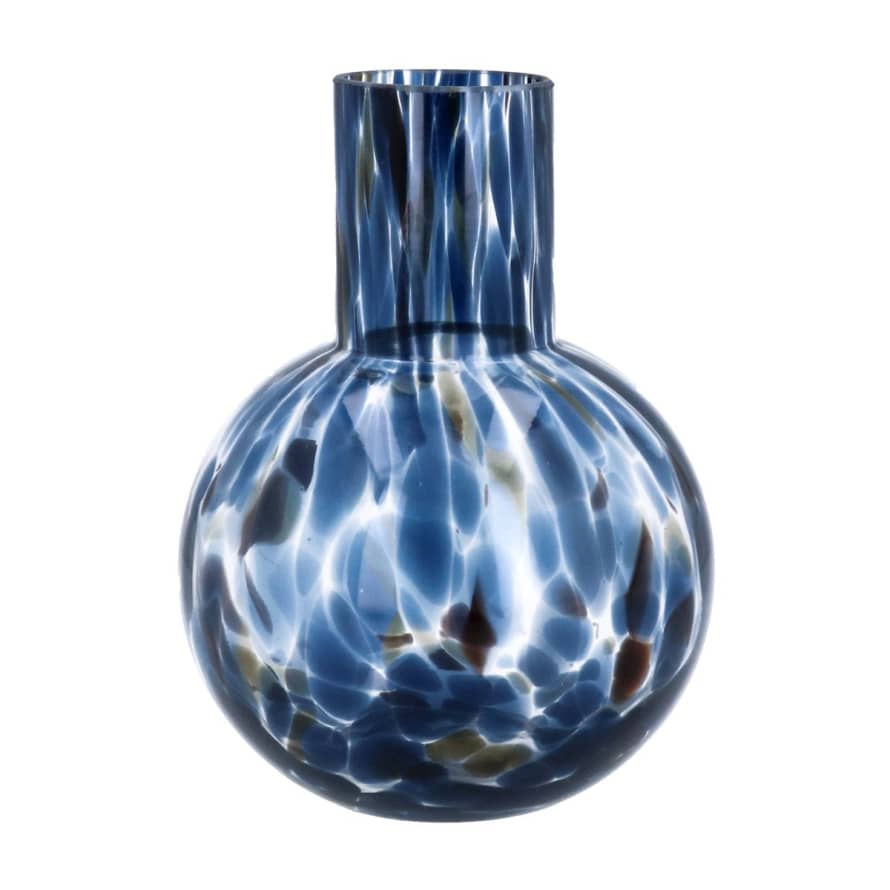 Gisela Graham Small Blue Glass Tortoiseshell Ball Vase 