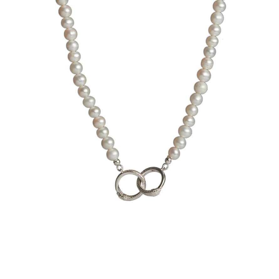 Rachel Entwistle Ouroboros Pearl Necklace Silver