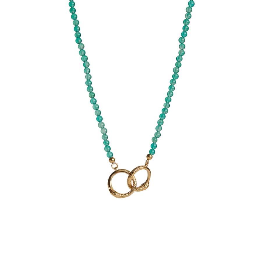 Rachel Entwistle Ouroboros Onyx Necklace Gold