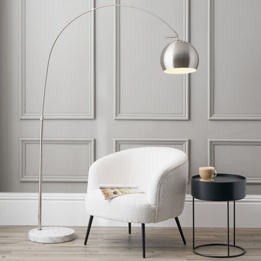 Distinctly Living Favara Silver Metal and White Marble Floor Lamp